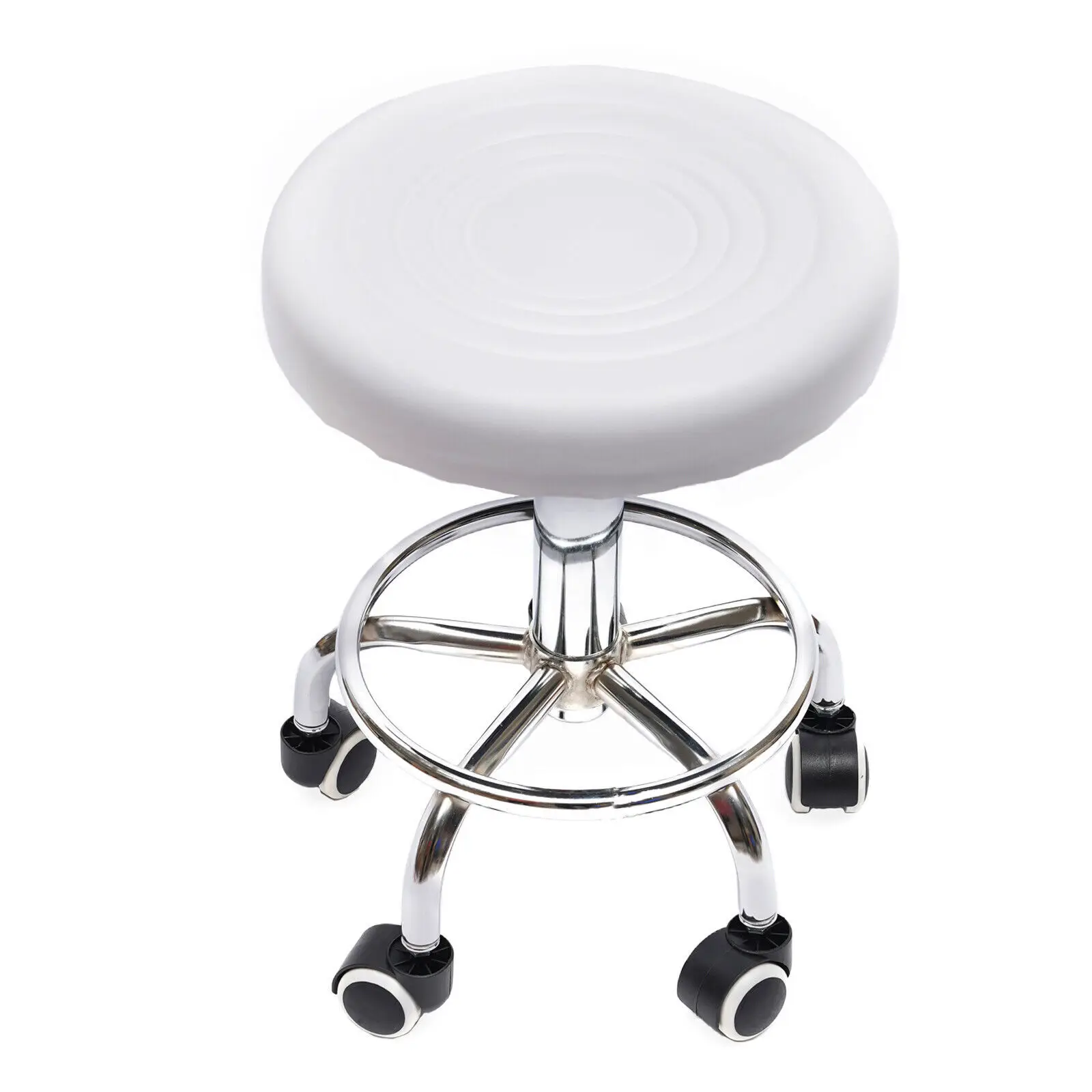 360° Rolling Bar Stool, Adjustable Height Comfortable Rotating Work Chair,Home/Office/Bar/Beauty Salon Chair,Black/White