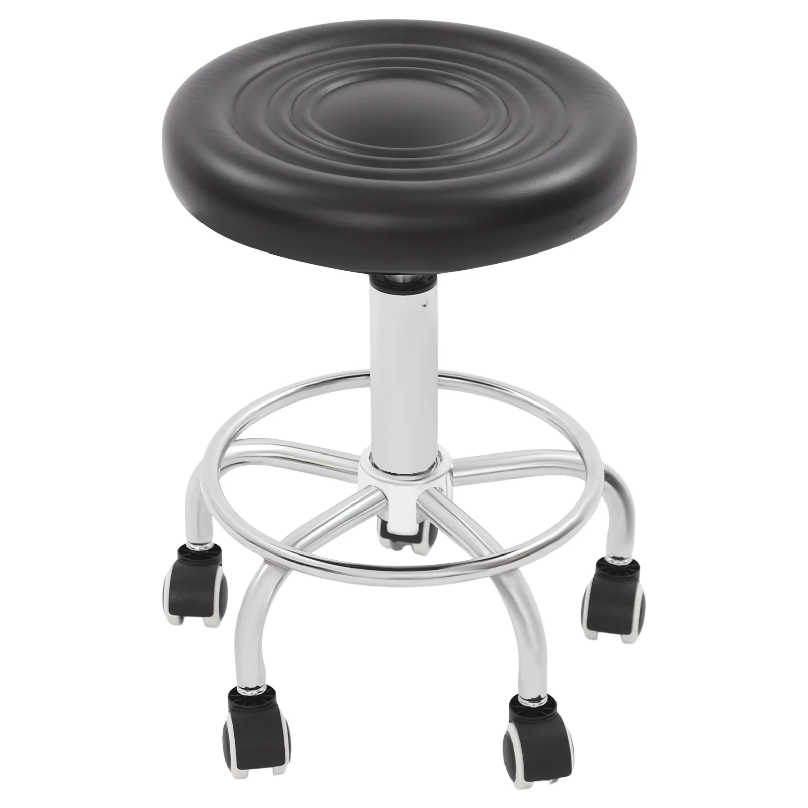 360° Rolling Bar Stool, Adjustable Height Comfortable Rotating Work Chair,Home/Office/Bar/Beauty Salon Chair,Black/White