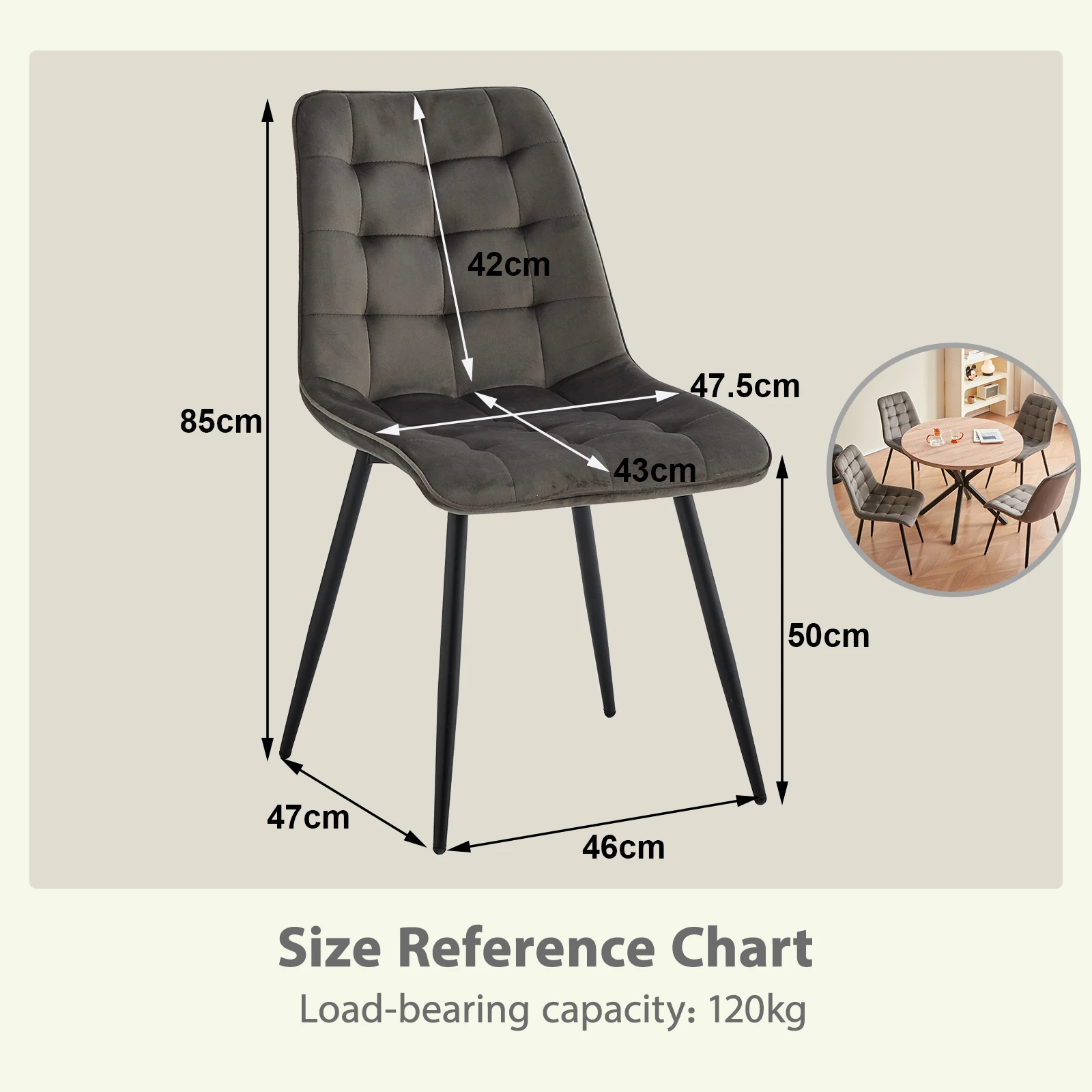 EGOONM Set of 2/4/6 Velvet Dining Chairs Metal Legs Modern Comfortable Chair for Kitchen Bedroom Living Room Home Furniture