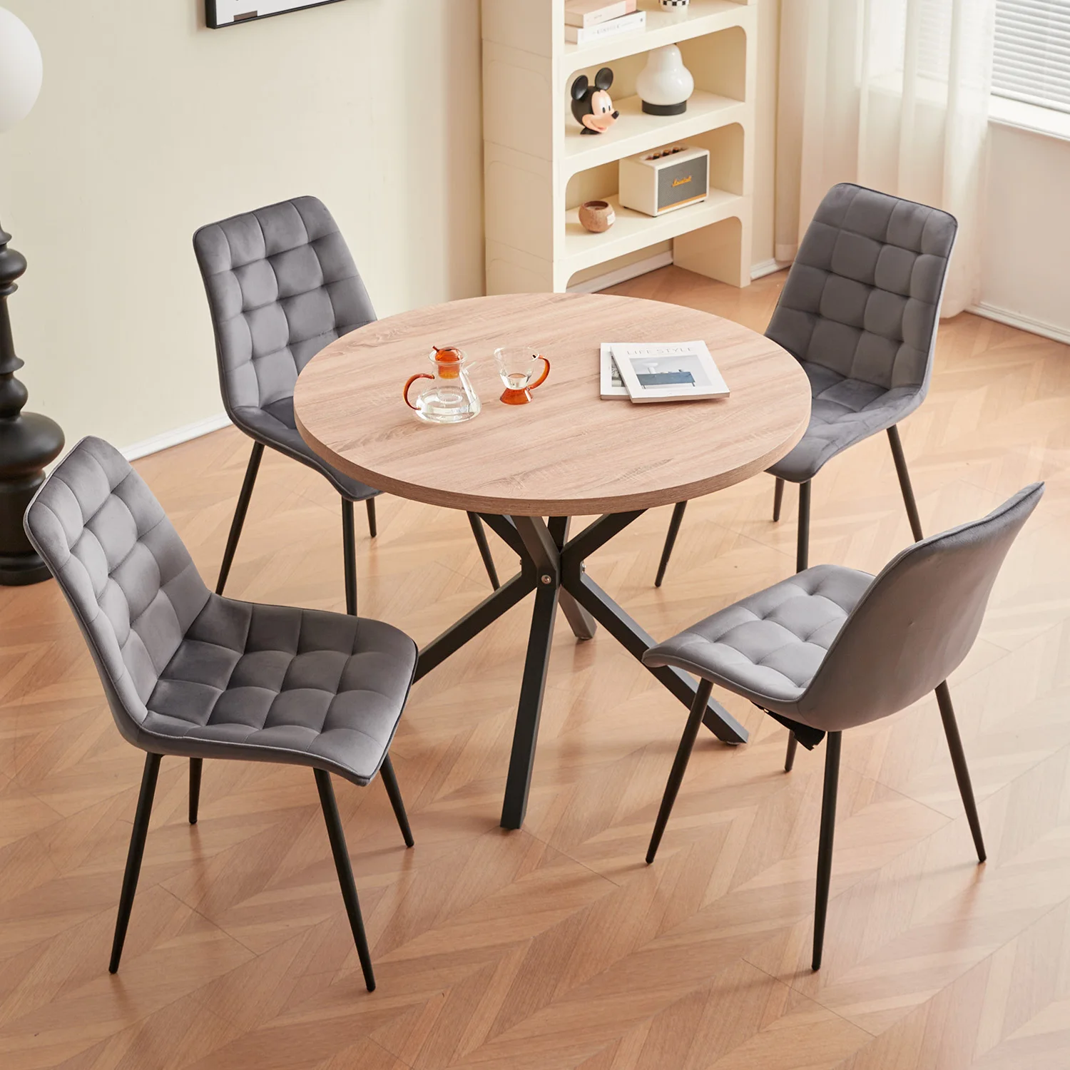 EGOONM Set of 2/4/6 Velvet Dining Chairs Metal Legs Modern Comfortable Chair for Kitchen Bedroom Living Room Home Furniture