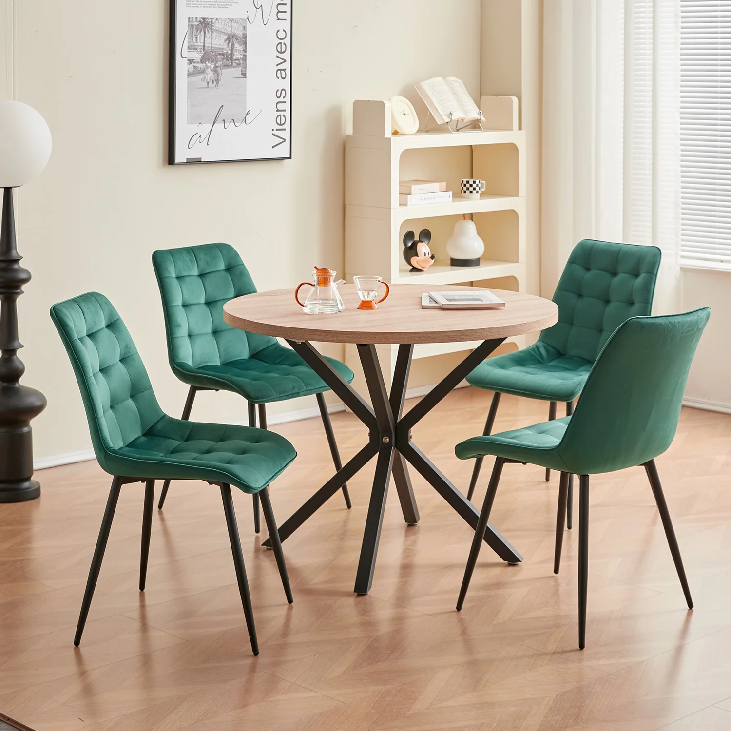 EGOONM Set of 2/4/6 Velvet Dining Chairs Metal Legs Modern Comfortable Chair for Kitchen Bedroom Living Room Home Furniture