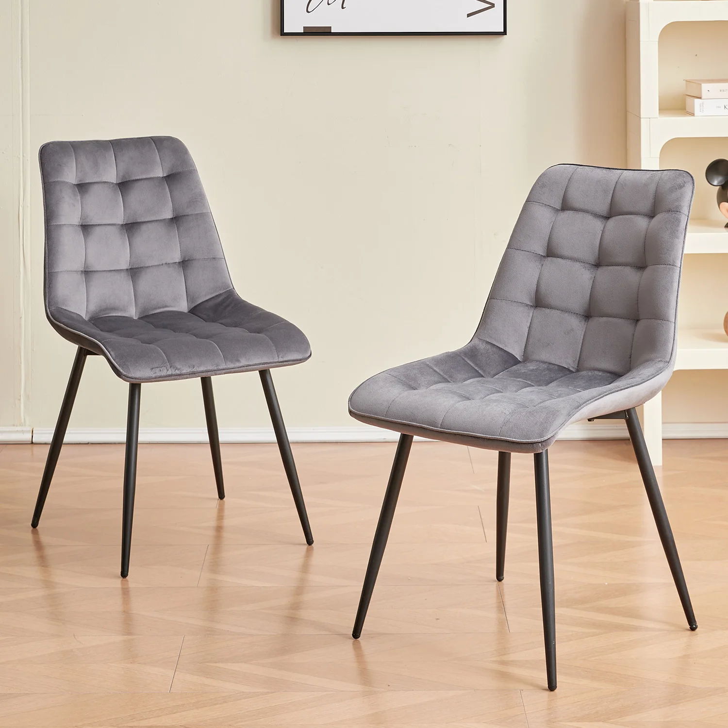 EGOONM Set of 2/4/6 Velvet Dining Chairs Metal Legs Modern Comfortable Chair for Kitchen Bedroom Living Room Home Furniture