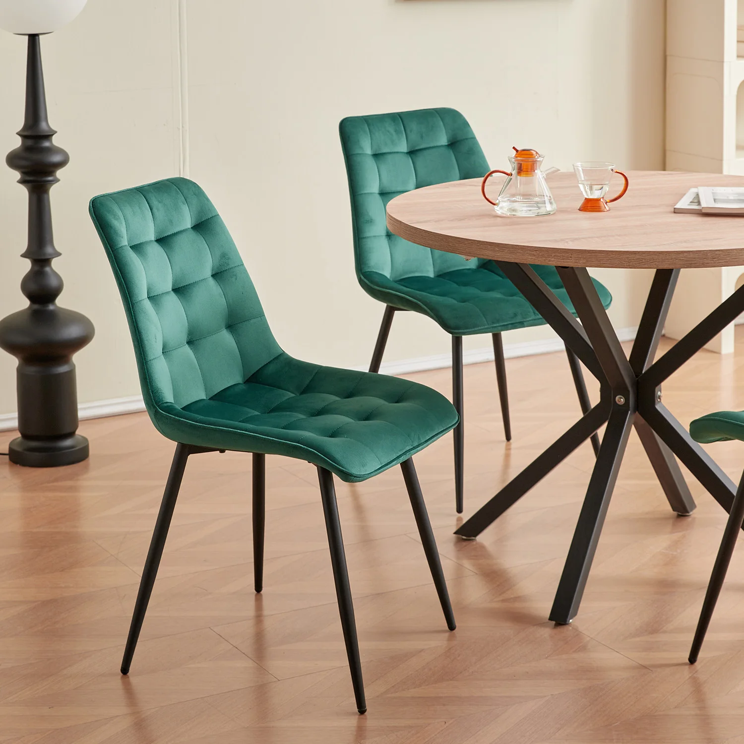 EGOONM Set of 2/4/6 Velvet Dining Chairs Metal Legs Modern Comfortable Chair for Kitchen Bedroom Living Room Home Furniture