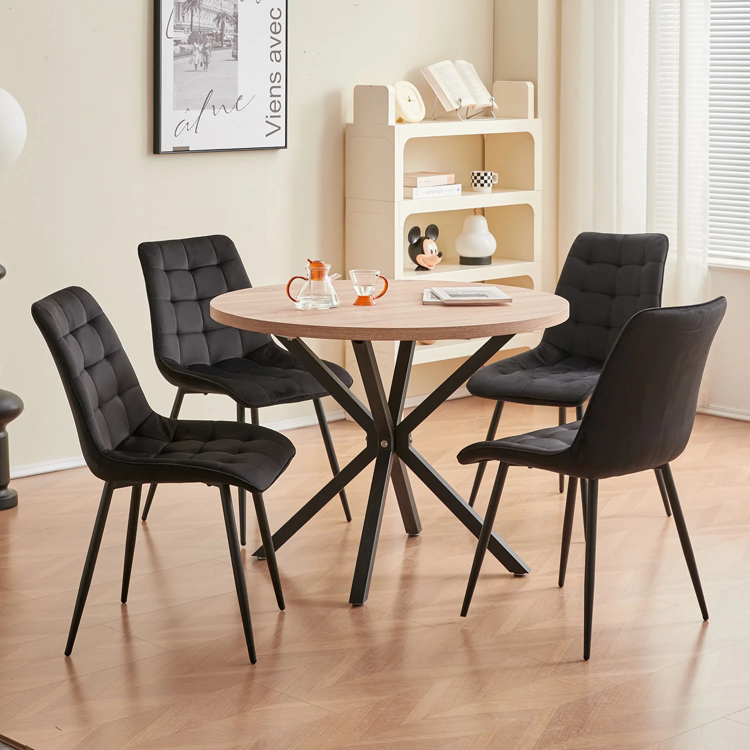 EGOONM Set of 2/4/6 Velvet Dining Chairs Metal Legs Modern Comfortable Chair for Kitchen Bedroom Living Room Home Furniture