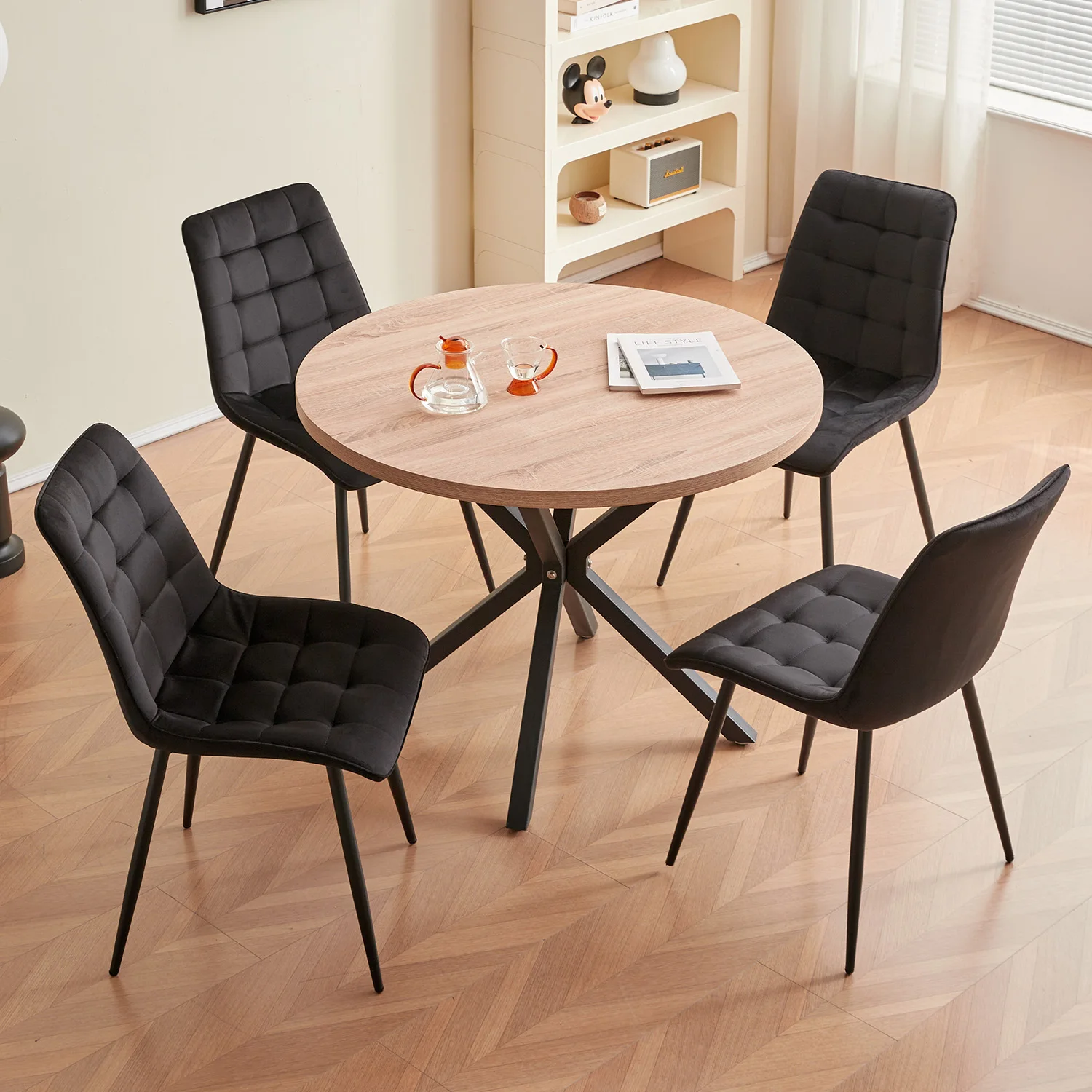 EGOONM Set of 2/4/6 Velvet Dining Chairs Metal Legs Modern Comfortable Chair for Kitchen Bedroom Living Room Home Furniture