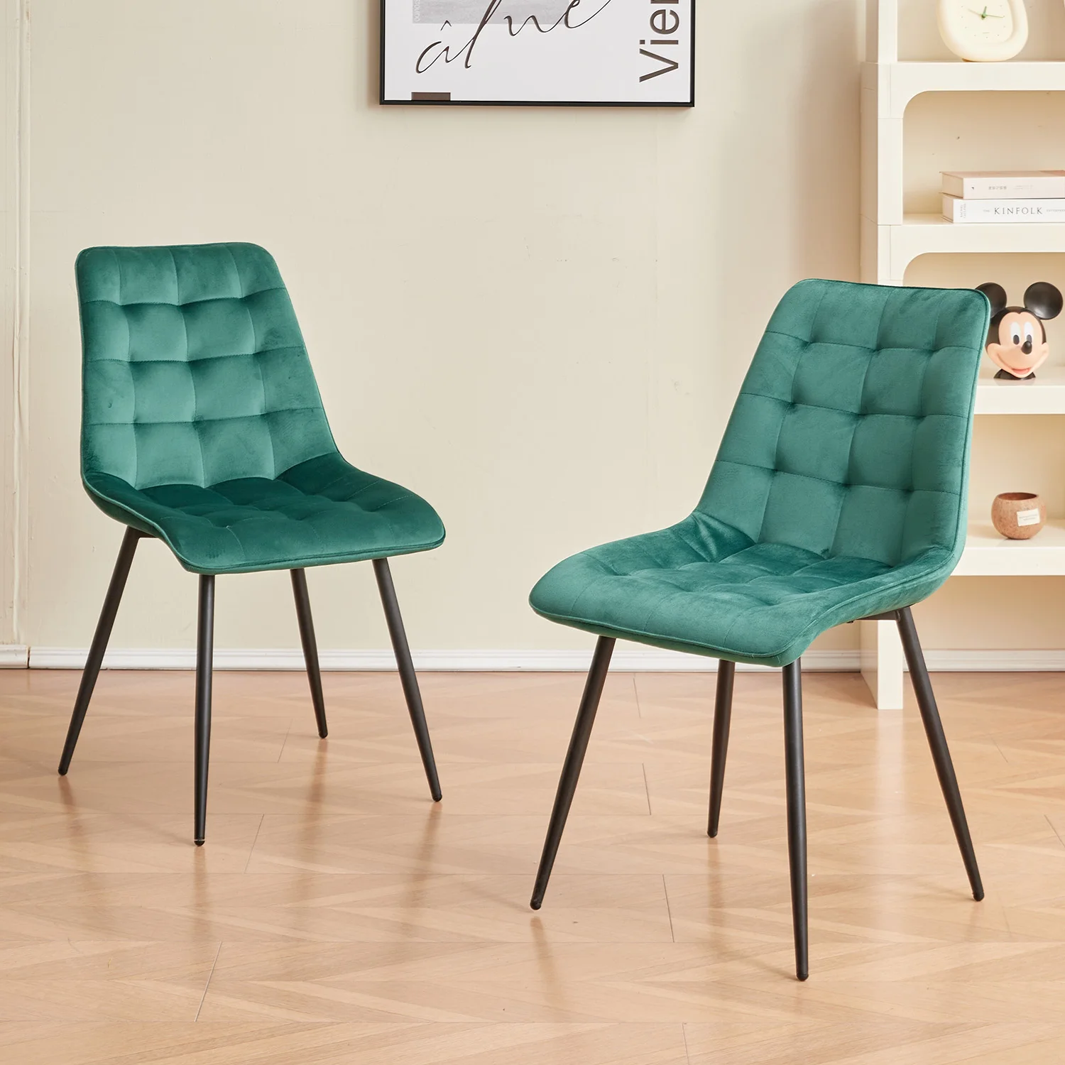 EGOONM Set of 2/4/6 Velvet Dining Chairs Metal Legs Modern Comfortable Chair for Kitchen Bedroom Living Room Home Furniture
