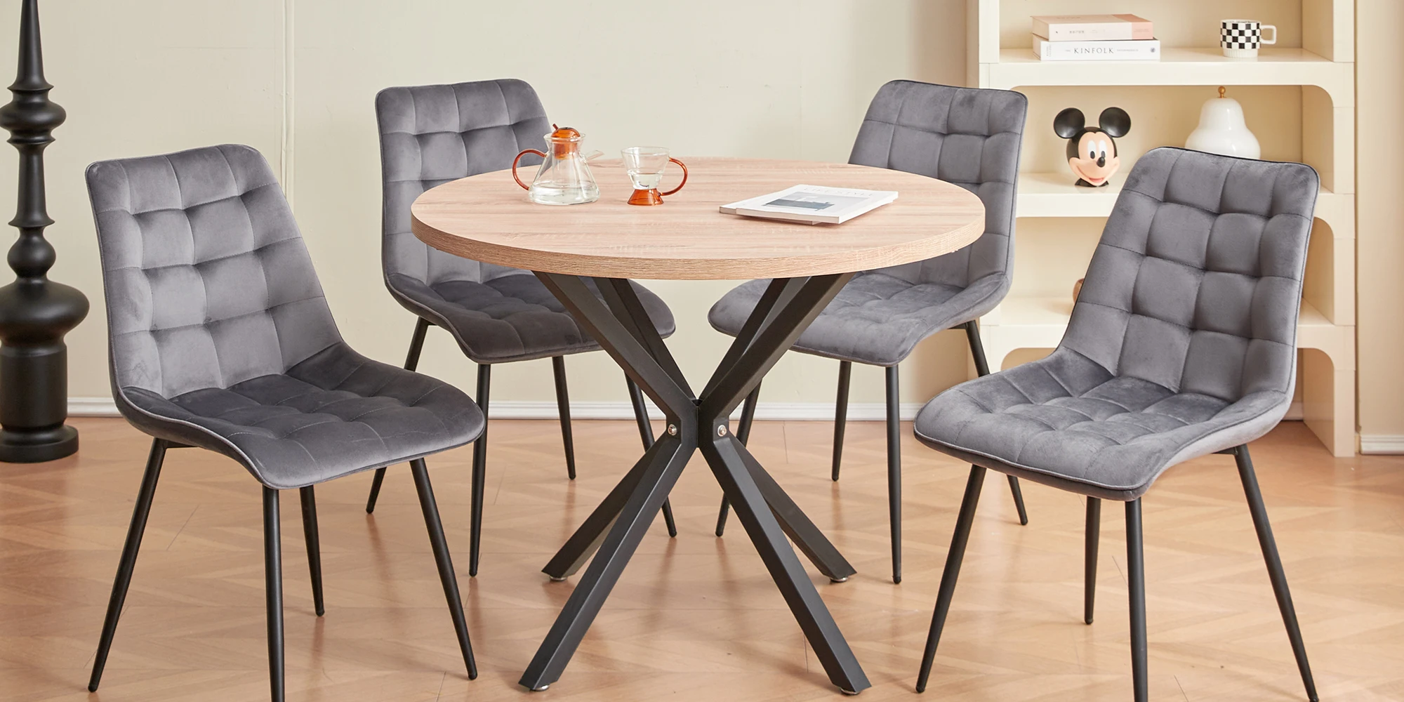 EGOONM Set of 2/4/6 Velvet Dining Chairs Metal Legs Modern Comfortable Chair for Kitchen Bedroom Living Room Home Furniture