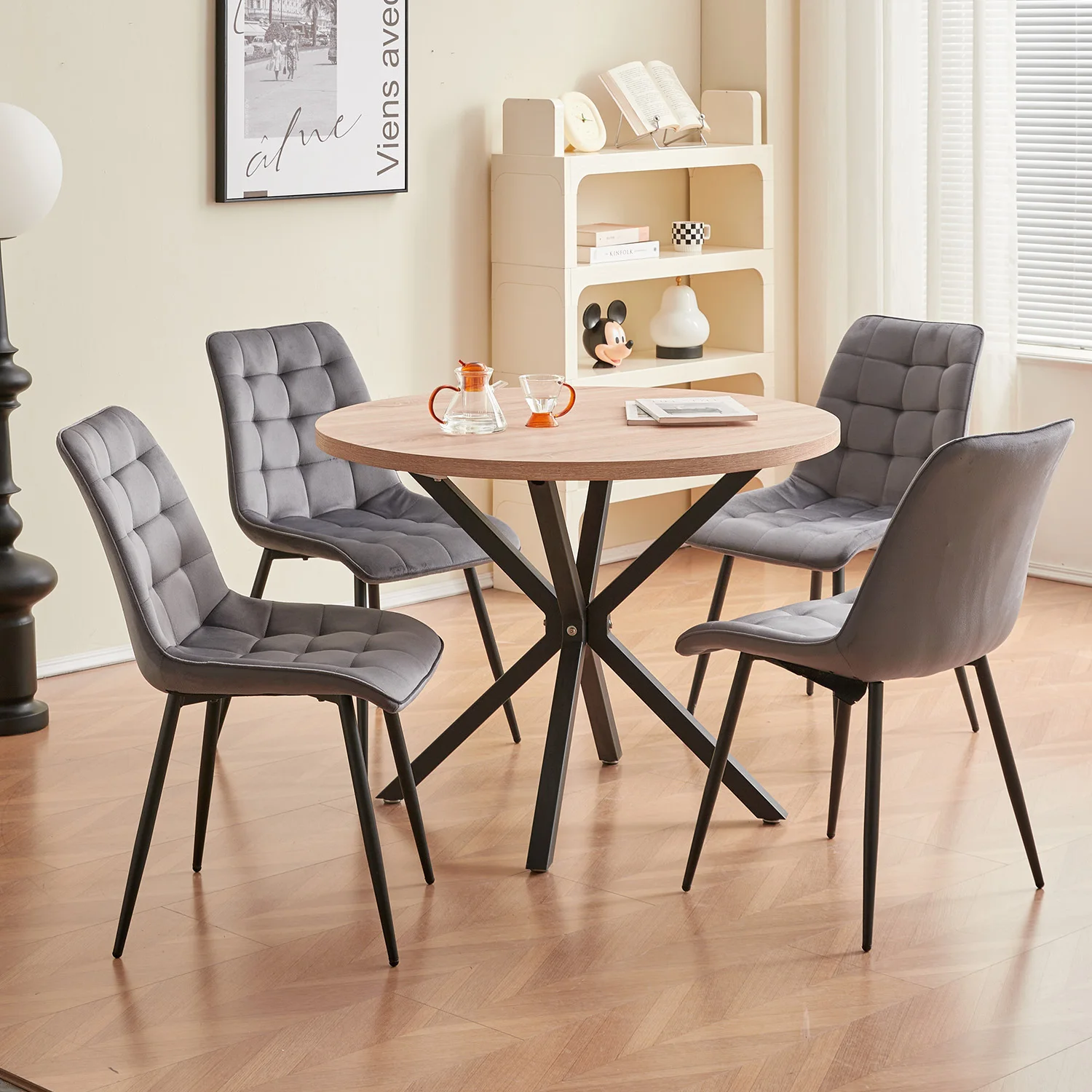 EGOONM Set of 2/4/6 Velvet Dining Chairs Metal Legs Modern Comfortable Chair for Kitchen Bedroom Living Room Home Furniture