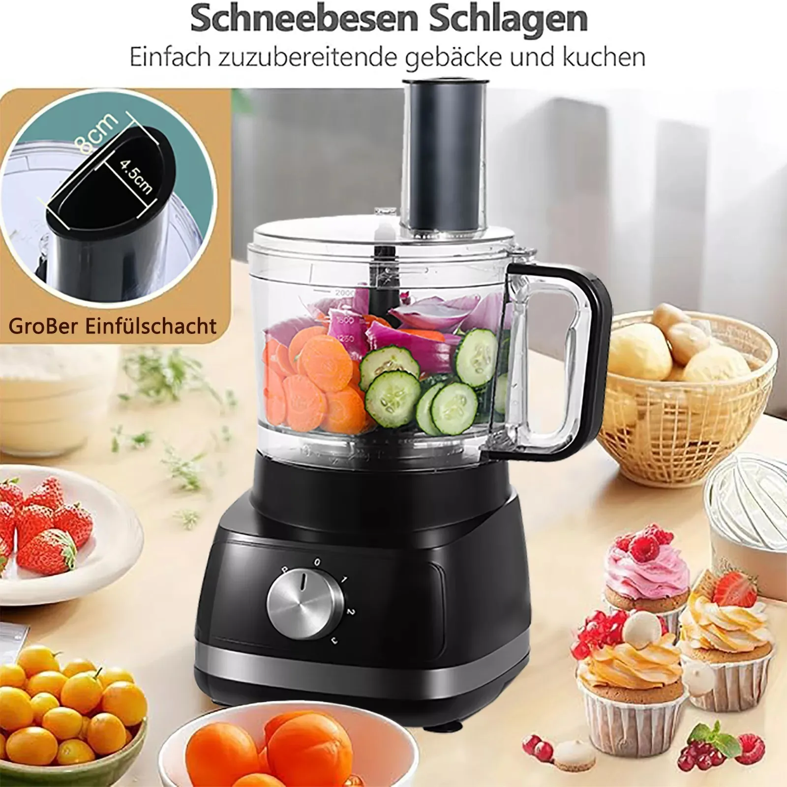 Topstrong 800W 8-in-1 Meat Grinder 3 Speeds Kitchen Food Processor EUFP421