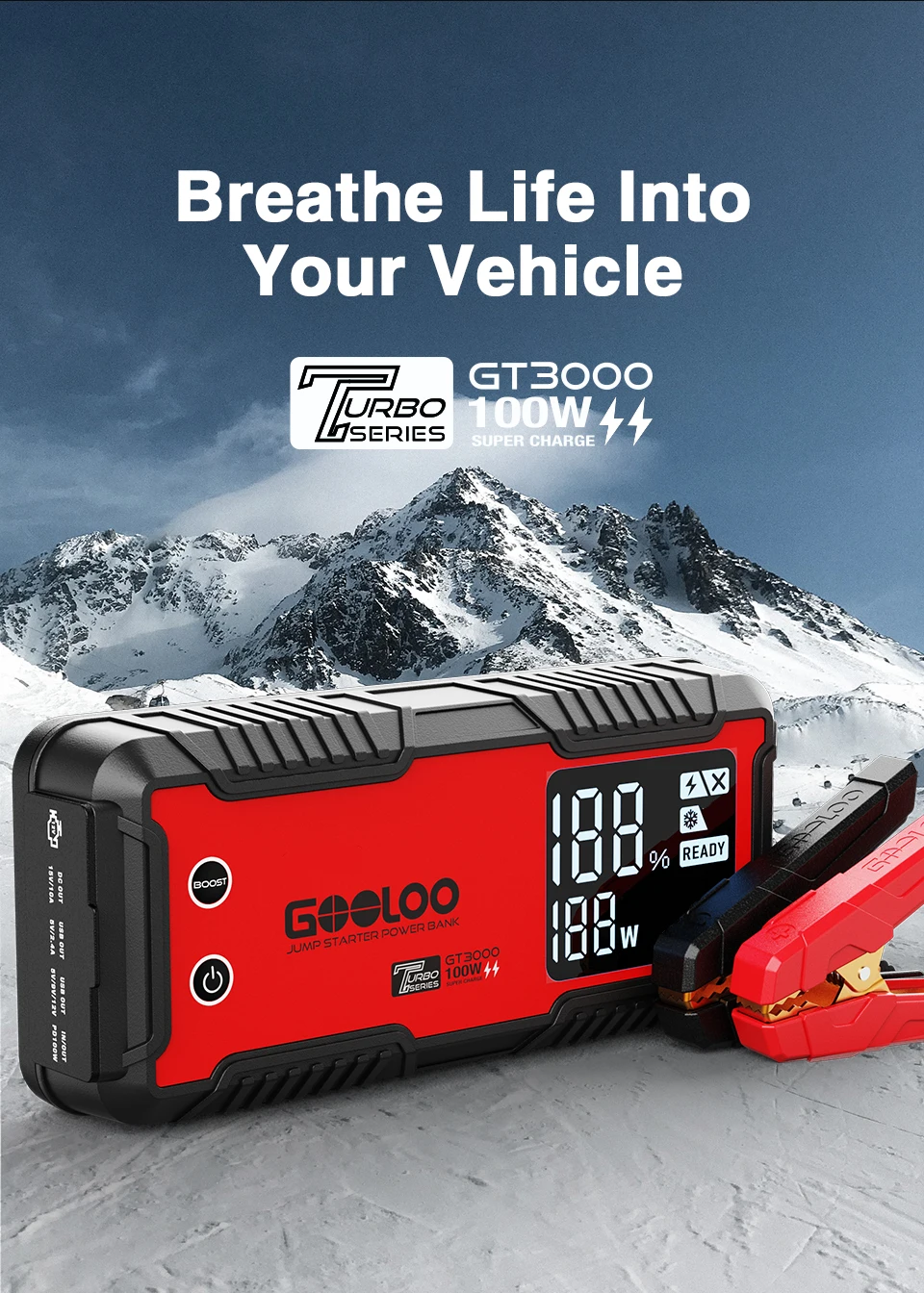 GOOLOO 3000A Car Jump Starter 16000mAh Power Bank Portable Charger Booster 12V Auto Starting Device Emergency Battery Starter