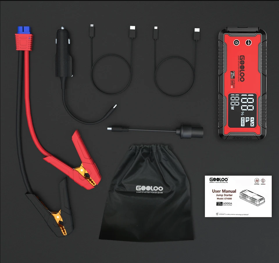 GOOLOO 3000A Car Jump Starter 16000mAh Power Bank Portable Charger Booster 12V Auto Starting Device Emergency Battery Starter
