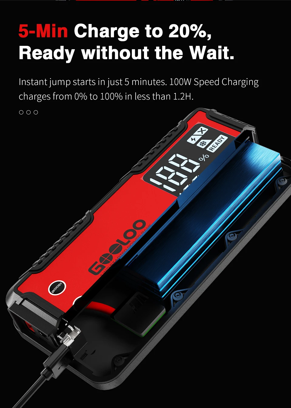 GOOLOO 3000A Car Jump Starter 16000mAh Power Bank Portable Charger Booster 12V Auto Starting Device Emergency Battery Starter