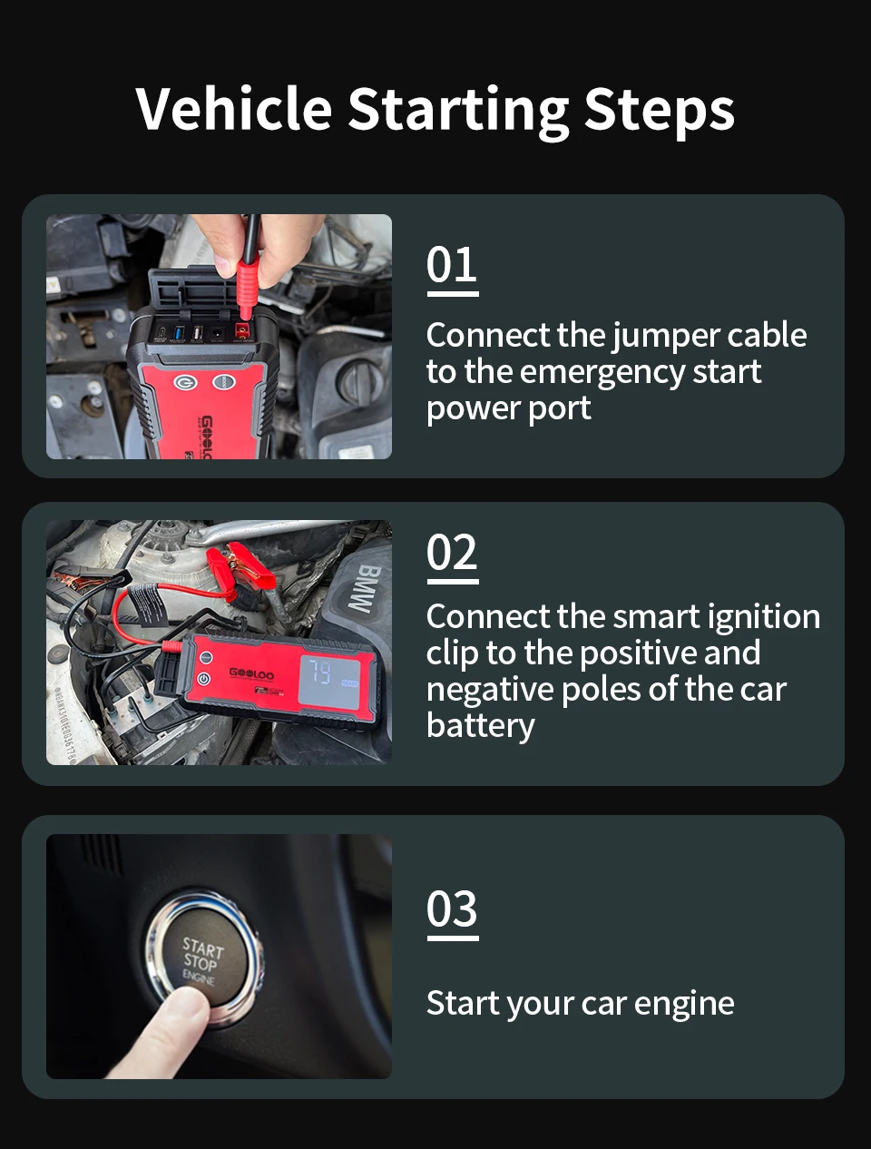 GOOLOO 3000A Car Jump Starter 16000mAh Power Bank Portable Charger Booster 12V Auto Starting Device Emergency Battery Starter
