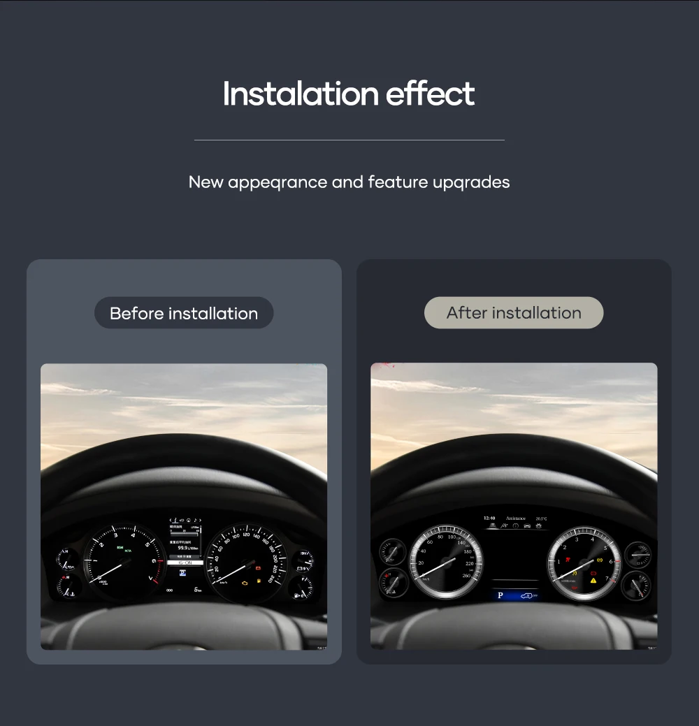 Prelingcar Digital Dashboard For Toyota Land Cruiser 2016-2022 Years Car Lcd Panel Speedometer Virtual Cockpit
