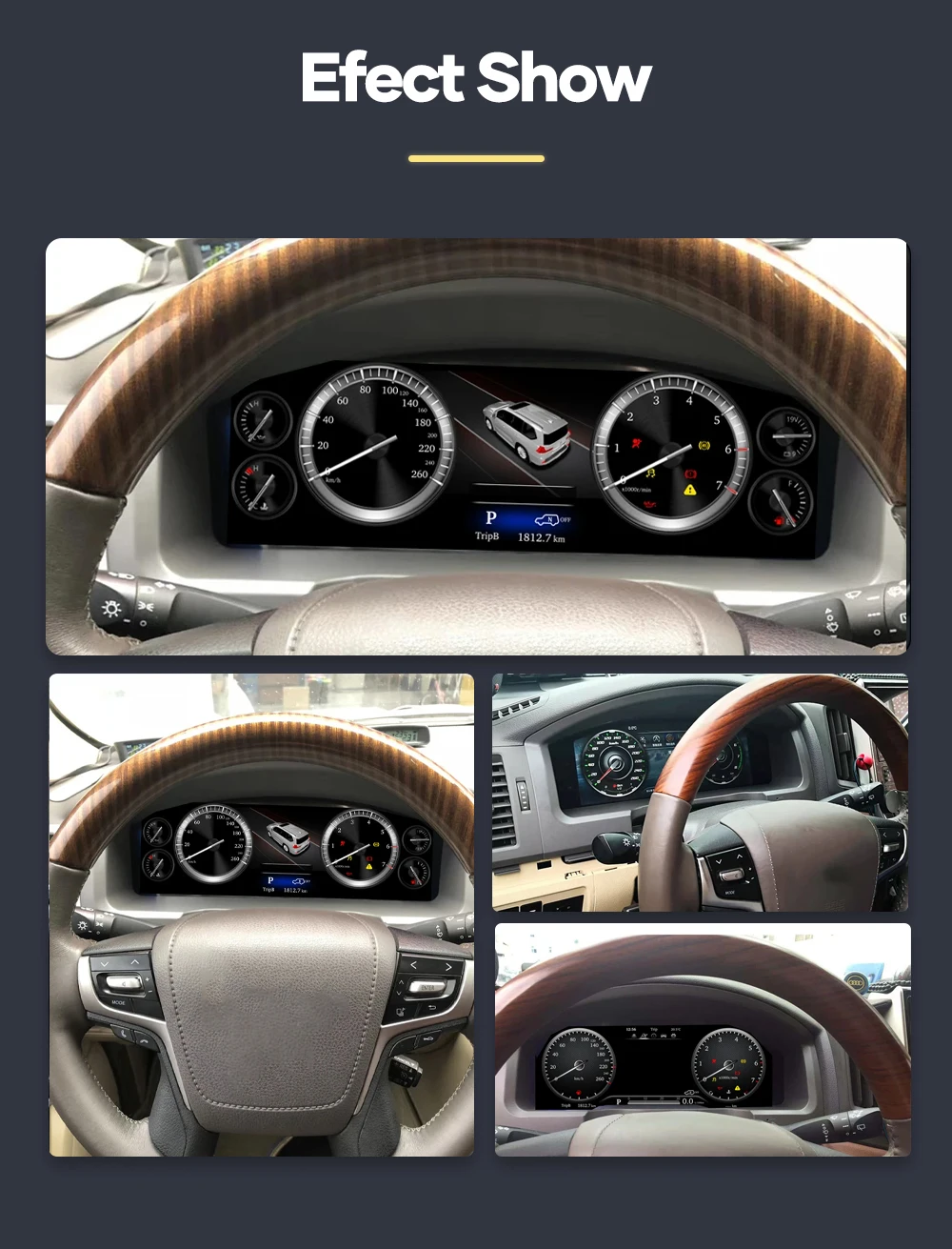 Prelingcar Digital Dashboard For Toyota Land Cruiser 2016-2022 Years Car Lcd Panel Speedometer Virtual Cockpit