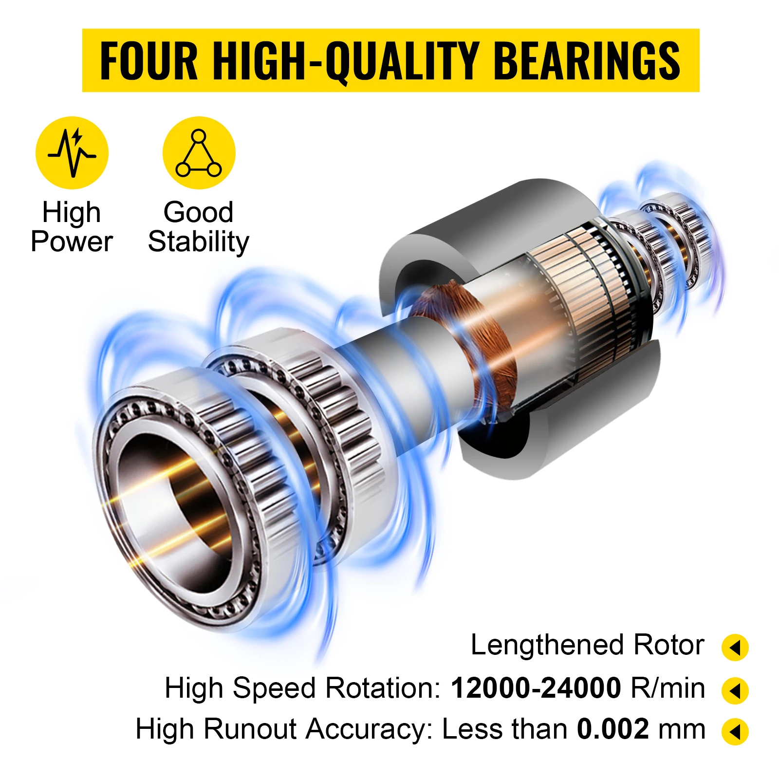 SucceBuy Air Cooled Spindle Motor 0.8KW/1.5KW/2.2KW/3KW/ 4KW ER11/ER20/ER25 Collect for CNC Router Engraving Milling Machine Use