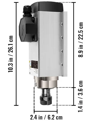 SucceBuy Air Cooled Spindle Motor 0.8KW/1.5KW/2.2KW/3KW/ 4KW ER11/ER20/ER25 Collect for CNC Router Engraving Milling Machine Use