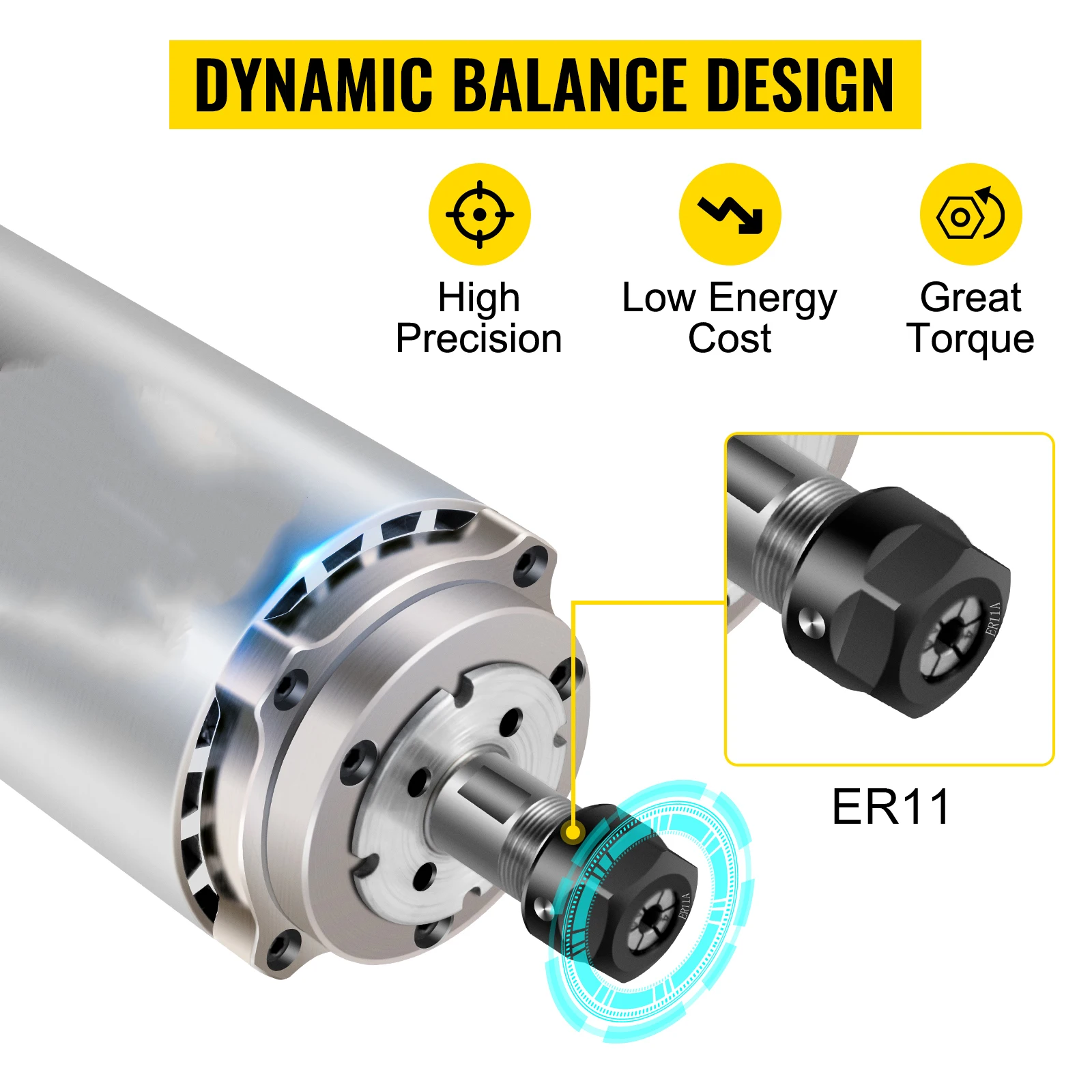 SucceBuy Air Cooled Spindle Motor 0.8KW/1.5KW/2.2KW/3KW/ 4KW ER11/ER20/ER25 Collect for CNC Router Engraving Milling Machine Use