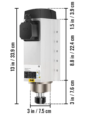 SucceBuy Air Cooled Spindle Motor 0.8KW/1.5KW/2.2KW/3KW/ 4KW ER11/ER20/ER25 Collect for CNC Router Engraving Milling Machine Use
