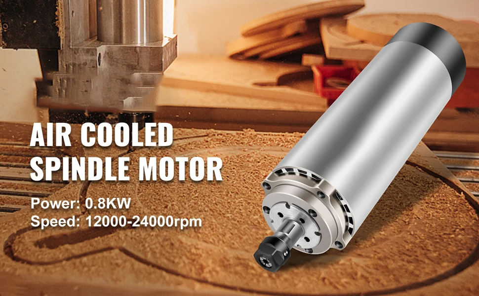 SucceBuy Air Cooled Spindle Motor 0.8KW/1.5KW/2.2KW/3KW/ 4KW ER11/ER20/ER25 Collect for CNC Router Engraving Milling Machine Use