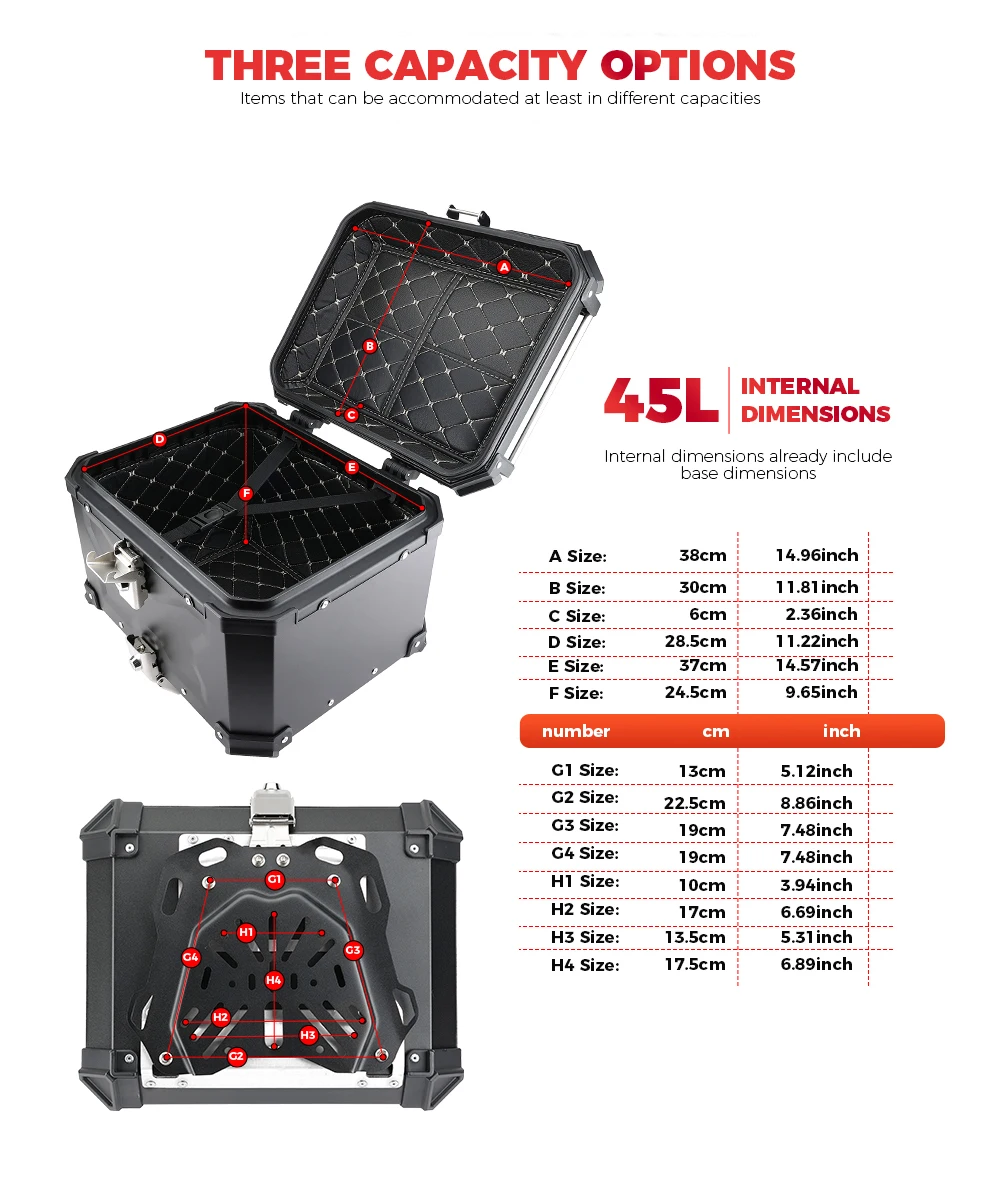 Motorcycle Helmet Box CNC Aluminum Top Tail Rear Luggage Storage Tool Cases Lock Trunk For YAMAHA For Honda For BMW For