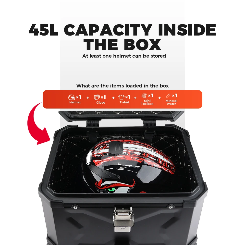 Motorcycle Helmet Box CNC Aluminum Top Tail Rear Luggage Storage Tool Cases Lock Trunk For YAMAHA For Honda For BMW For