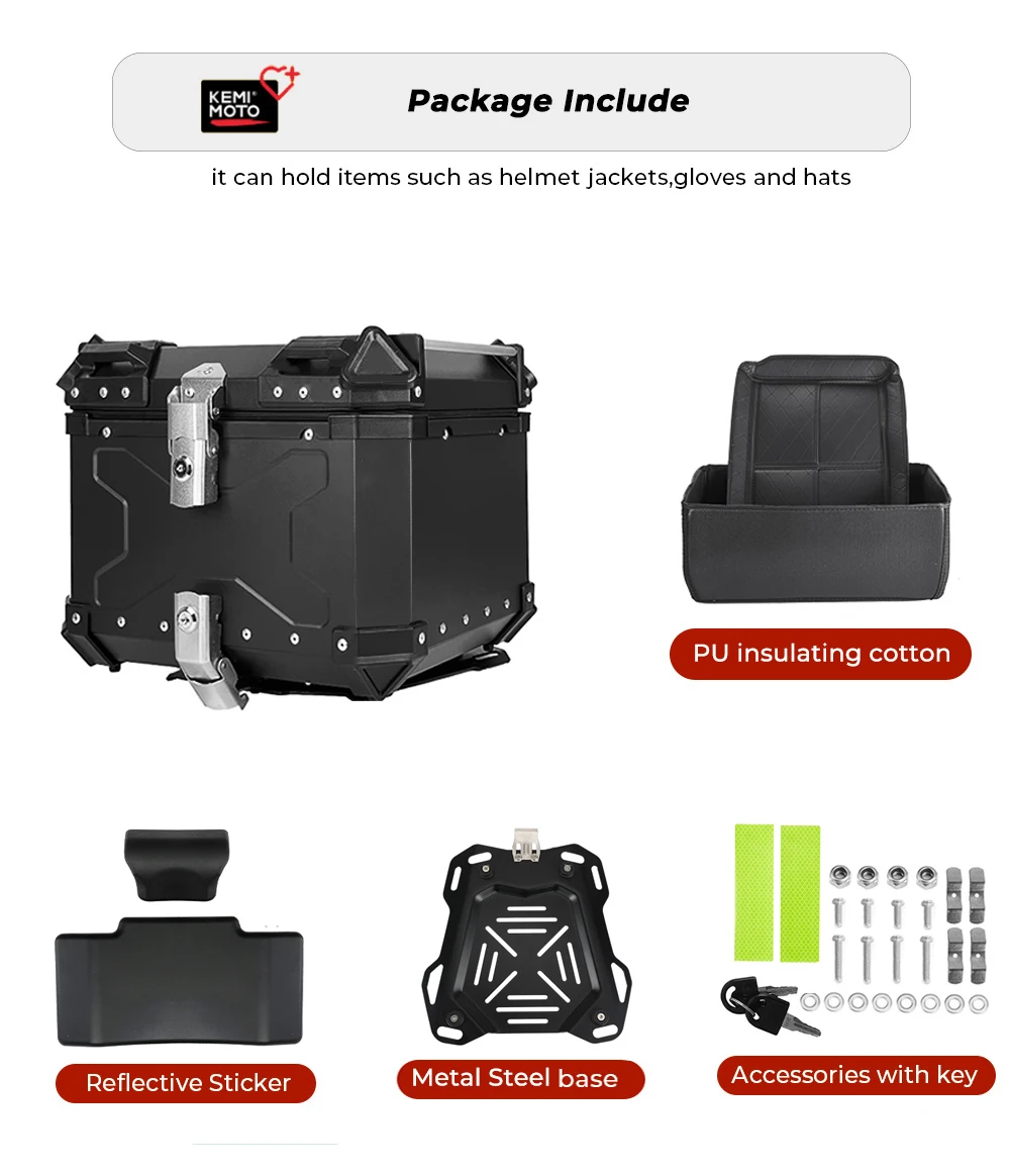 Motorcycle Helmet Box CNC Aluminum Top Tail Rear Luggage Storage Tool Cases Lock Trunk For YAMAHA For Honda For BMW For