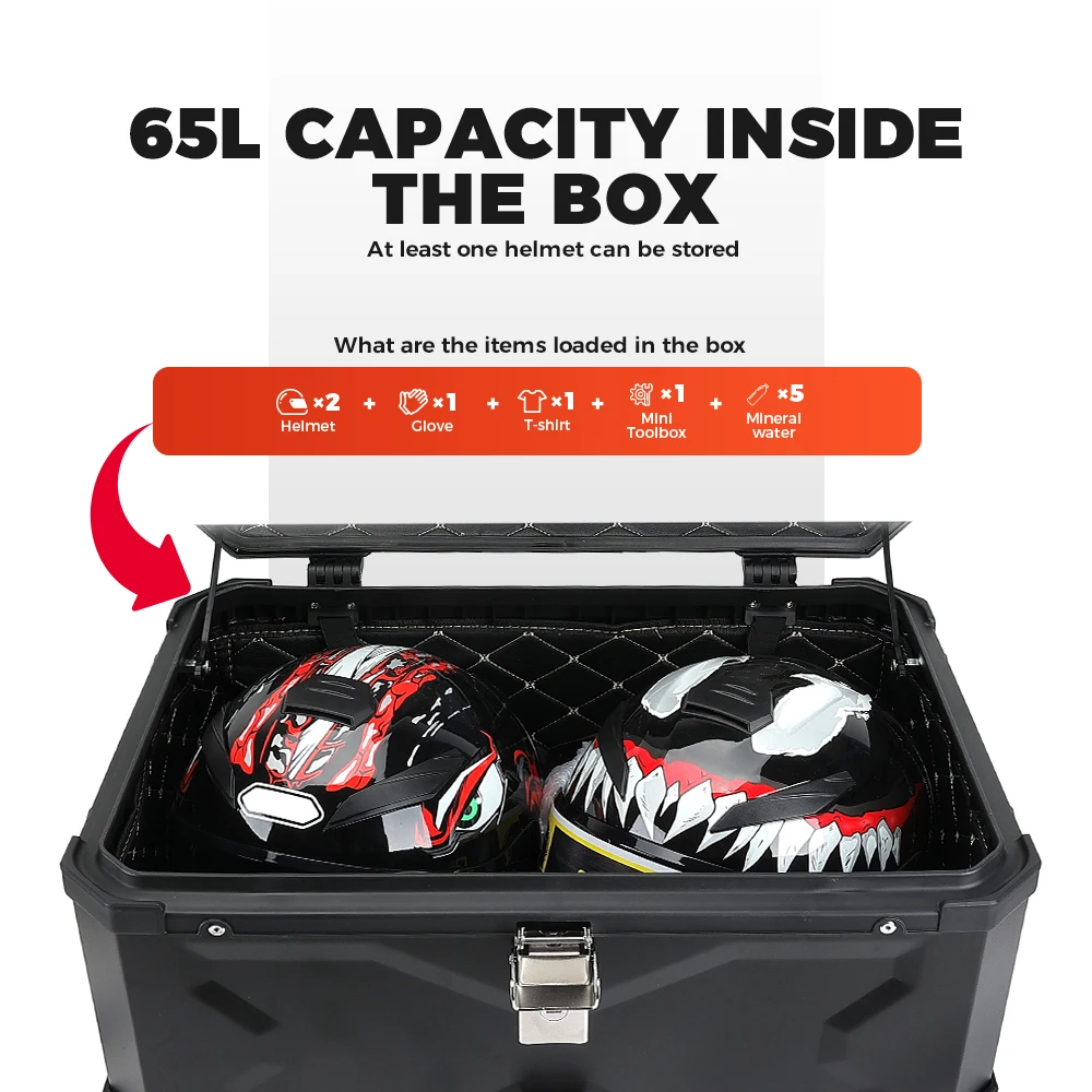 Motorcycle Helmet Box CNC Aluminum Top Tail Rear Luggage Storage Tool Cases Lock Trunk For YAMAHA For Honda For BMW For