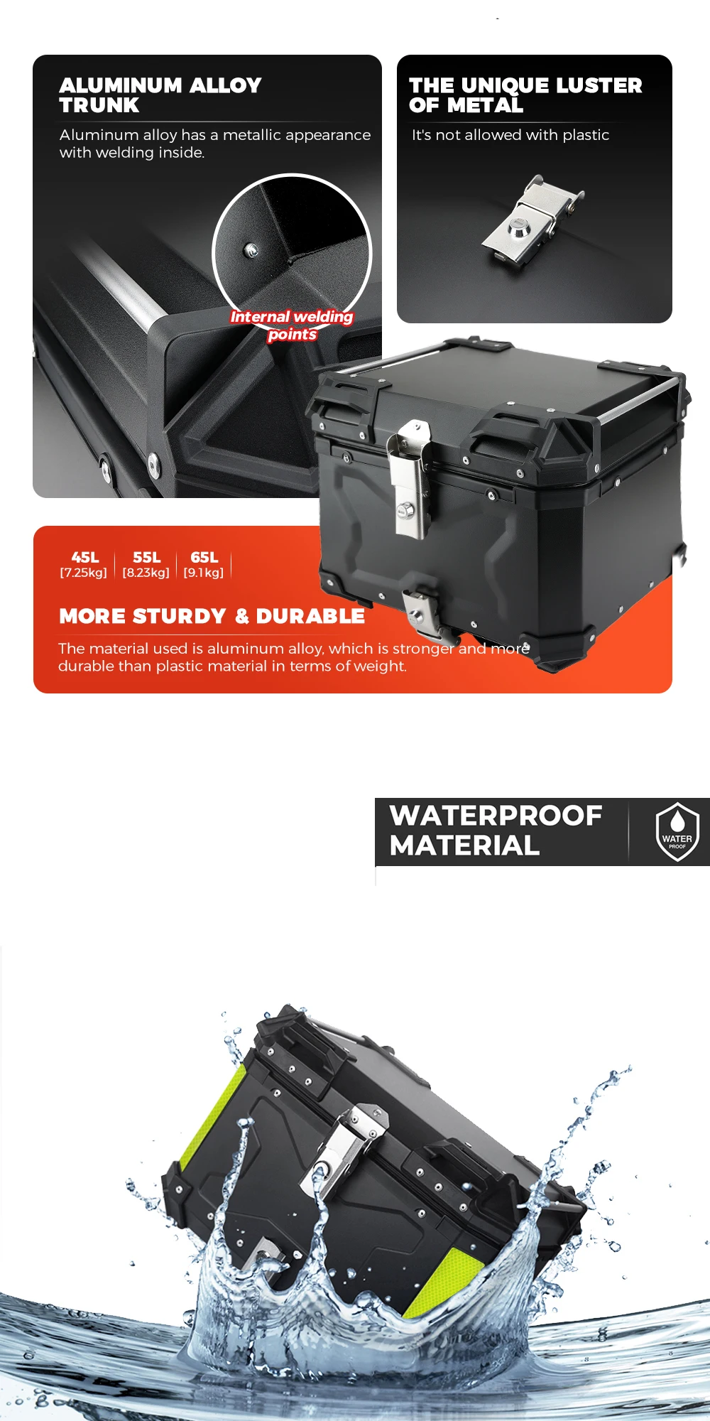 Motorcycle Helmet Box CNC Aluminum Top Tail Rear Luggage Storage Tool Cases Lock Trunk For YAMAHA For Honda For BMW For
