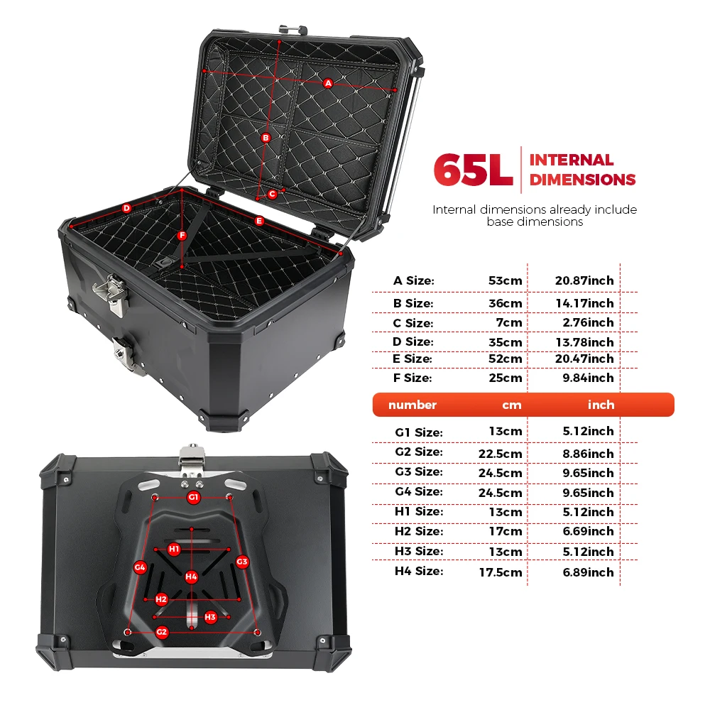 Motorcycle Helmet Box CNC Aluminum Top Tail Rear Luggage Storage Tool Cases Lock Trunk For YAMAHA For Honda For BMW For