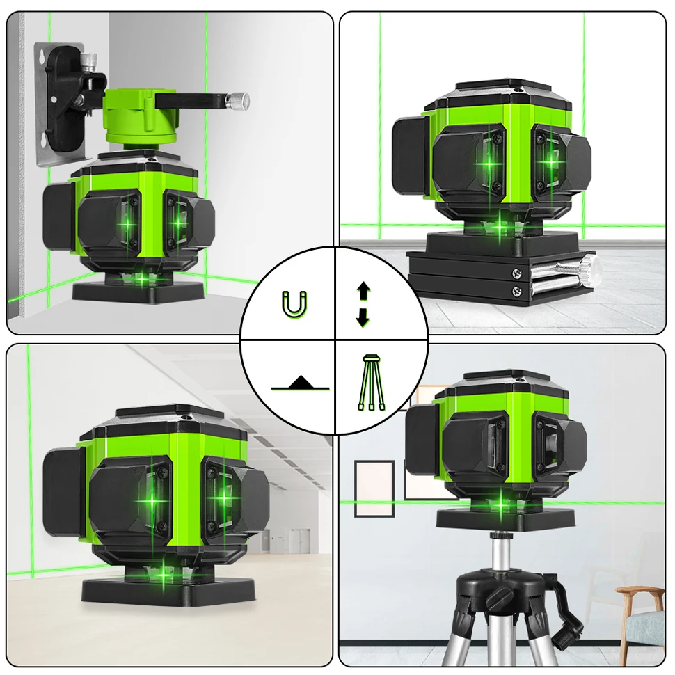 CLUBIONA IE12S Laser Level 12 Lines 3D Self-Leveling 360 Horizontal And Vertical Cross Super Powerful Green Laser Beam Line