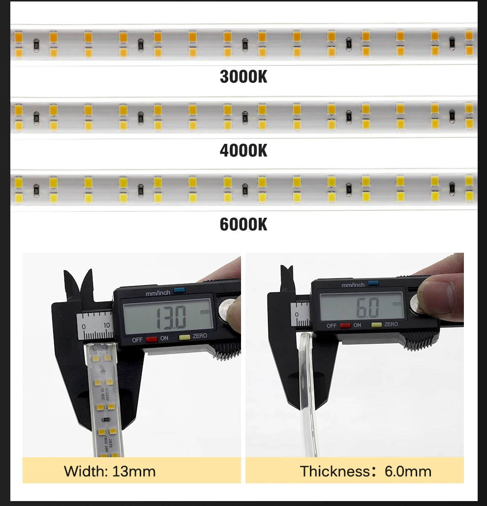 220V LED Strip 2835 High Safety High Brightness 180LEDs/m3000K 4000K 6000K Flexible LED Light Outdoor Waterproof LED Strip Light