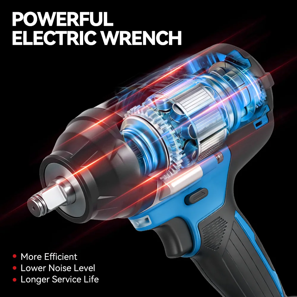 ONEVAN 1800N.M High Torque Brushless Electric Impact Wrench Battery 1/2" Cordless Wrench Power Tool For Makita 18V Battery Pin