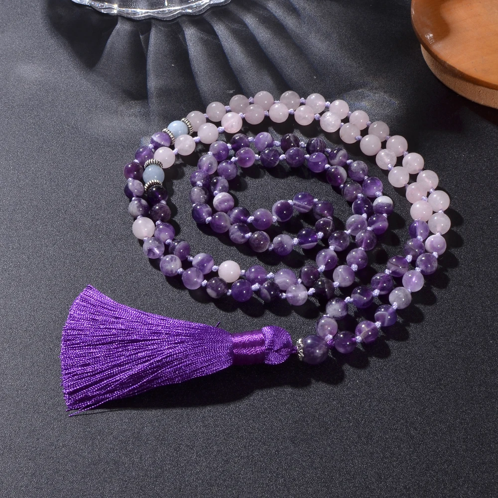 8mm Yellow Tiger Eyes Turquesa Africana Black Onyx Japamala Set Meditation Yoga Spirit Jewelry 108 Mala Beaded Tassel Necklace