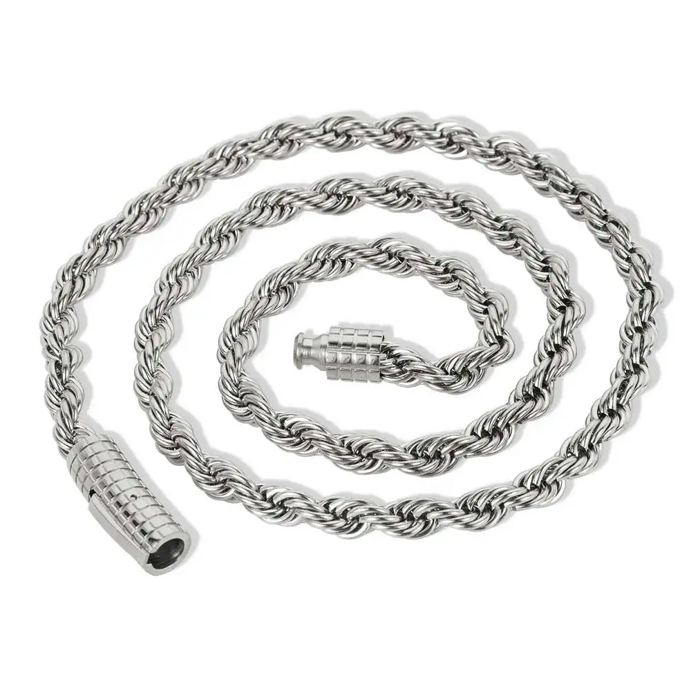 6mm Rope Chain Necklace Stainless Steel Never Fade Waterproof Choker Men Women Jewelry Gold Color Chains Gift
