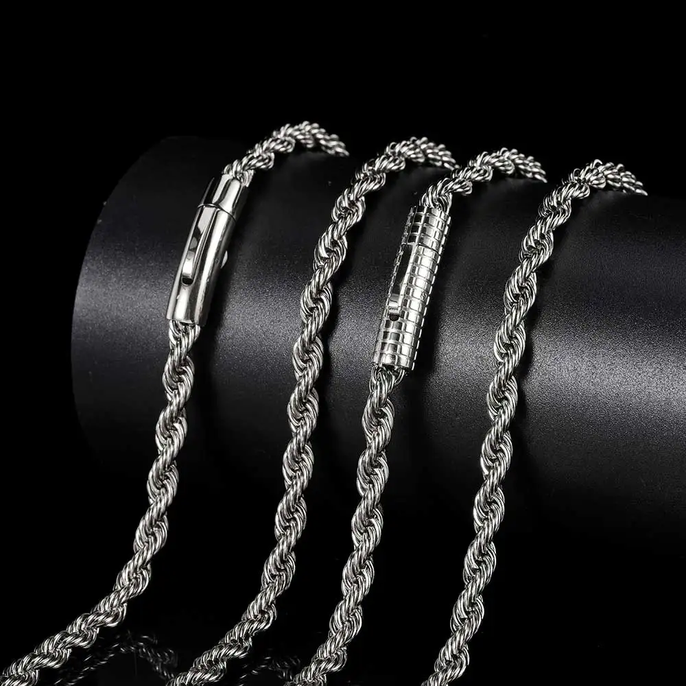 6mm Rope Chain Necklace Stainless Steel Never Fade Waterproof Choker Men Women Jewelry Gold Color Chains Gift