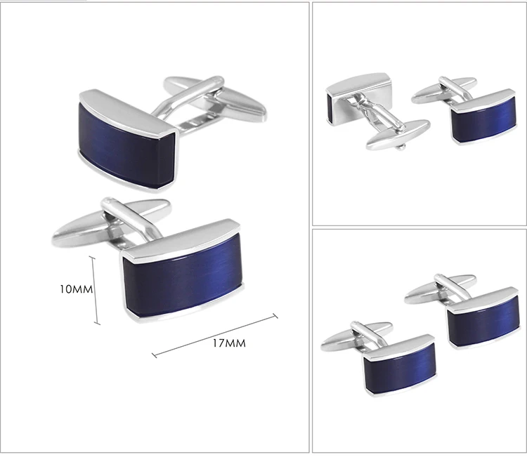 Luxury Blue Opal Stone Cufflinks for Mens Shirt Cuff High Quality Square Cuff Links Wedding Grooms Gift Free Personalized Name