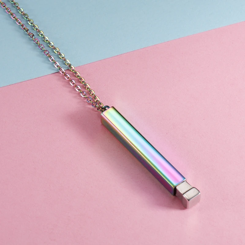 Fnixtar 5Pcs Hidden Pendant Necklace Mirror Polish Stainless Steel Cable Chain Necklace For Women's Men's Lovers Fashion Gifts