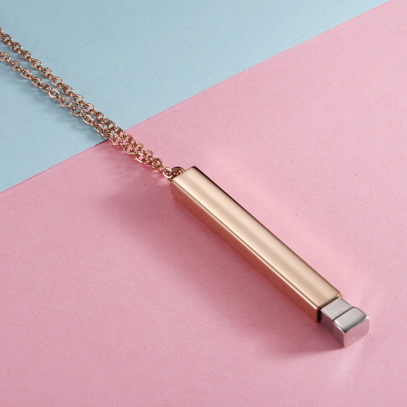 Fnixtar 5Pcs Hidden Pendant Necklace Mirror Polish Stainless Steel Cable Chain Necklace For Women's Men's Lovers Fashion Gifts