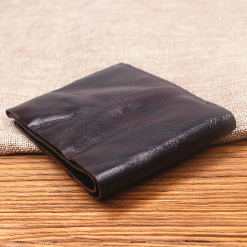 Genuine Leather Wallet For Men Male Original Cowhide Vintage Handmade Short Bifold Slim Rfid Men's Purse Card Holder Top Quality