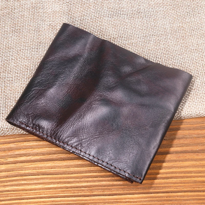 Genuine Leather Wallet For Men Male Original Cowhide Vintage Handmade Short Bifold Slim Rfid Men's Purse Card Holder Top Quality