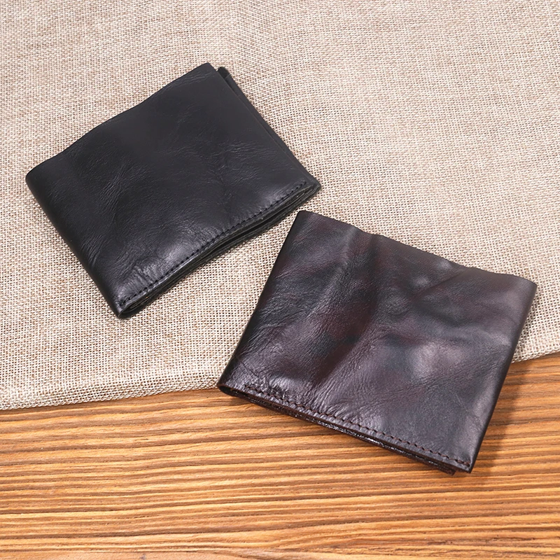Genuine Leather Wallet For Men Male Original Cowhide Vintage Handmade Short Bifold Slim Rfid Men's Purse Card Holder Top Quality