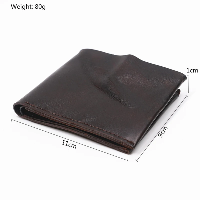 Genuine Leather Wallet For Men Male Original Cowhide Vintage Handmade Short Bifold Slim Rfid Men's Purse Card Holder Top Quality