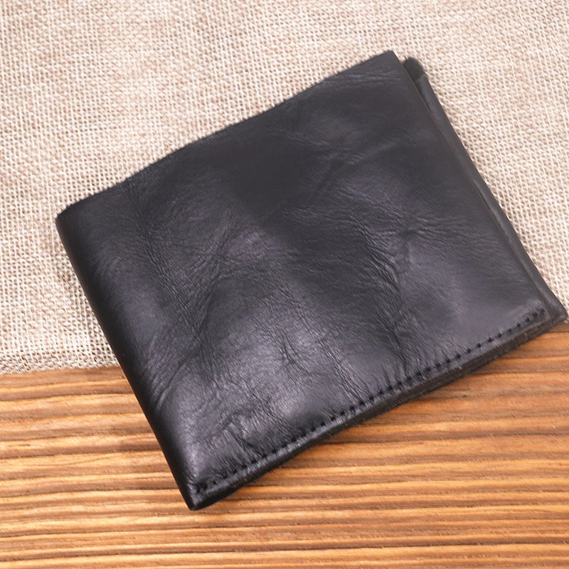 Genuine Leather Wallet For Men Male Original Cowhide Vintage Handmade Short Bifold Slim Rfid Men's Purse Card Holder Top Quality