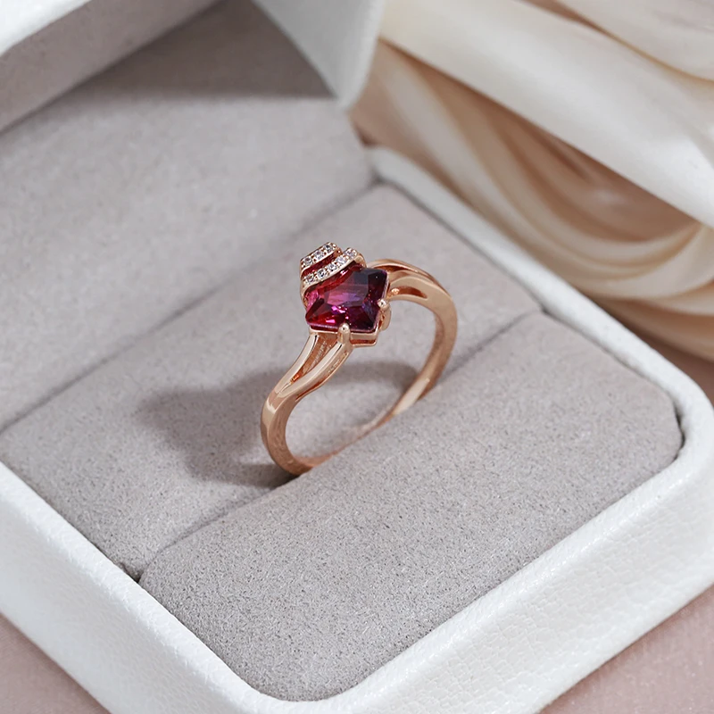 SYOUJYO Vintage Garnet Red Natural Zircon Jewelry Sets 585 Rose Gold Color Fashion Dress Collocation Necklace Earrings Ring Gift