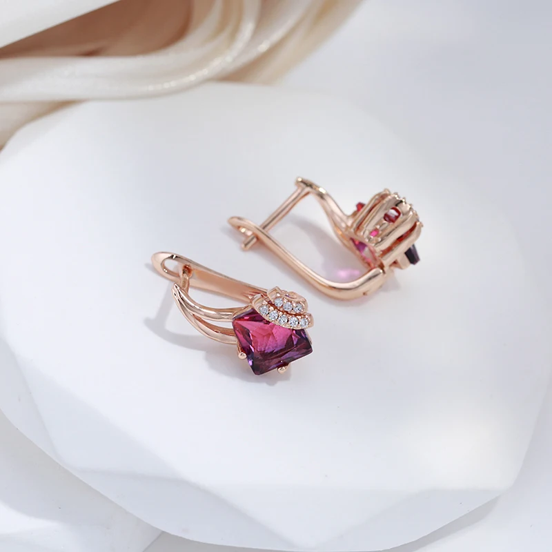 SYOUJYO Vintage Garnet Red Natural Zircon Jewelry Sets 585 Rose Gold Color Fashion Dress Collocation Necklace Earrings Ring Gift