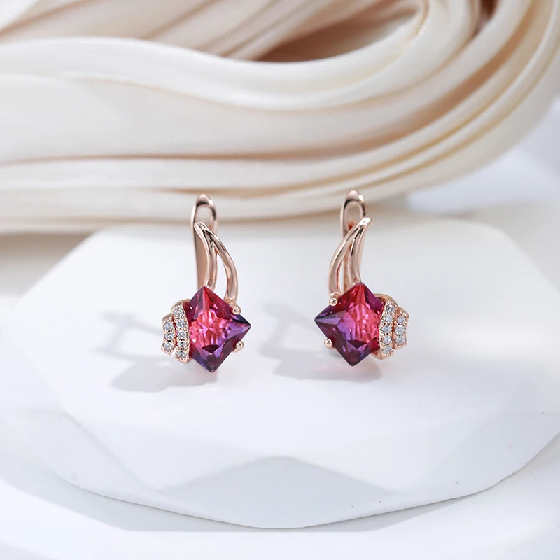 SYOUJYO Vintage Garnet Red Natural Zircon Jewelry Sets 585 Rose Gold Color Fashion Dress Collocation Necklace Earrings Ring Gift