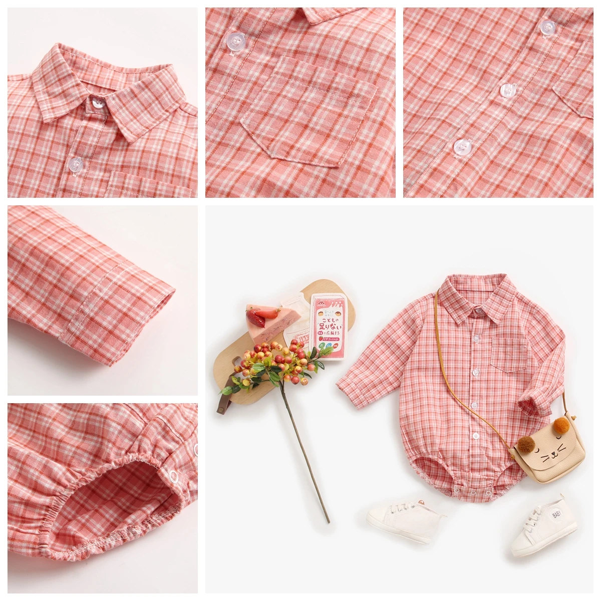 Sanlutoz Plaid Cotton Baby Boys Bodysuits Long Sleeve Baby Clothes Fashion Newborn Bodysuit for Boy