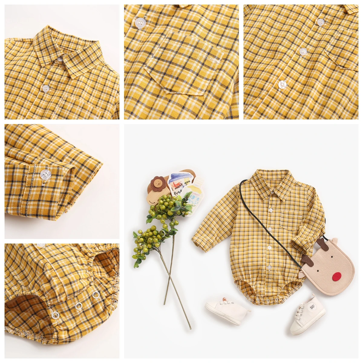 Sanlutoz Plaid Cotton Baby Boys Bodysuits Long Sleeve Baby Clothes Fashion Newborn Bodysuit for Boy