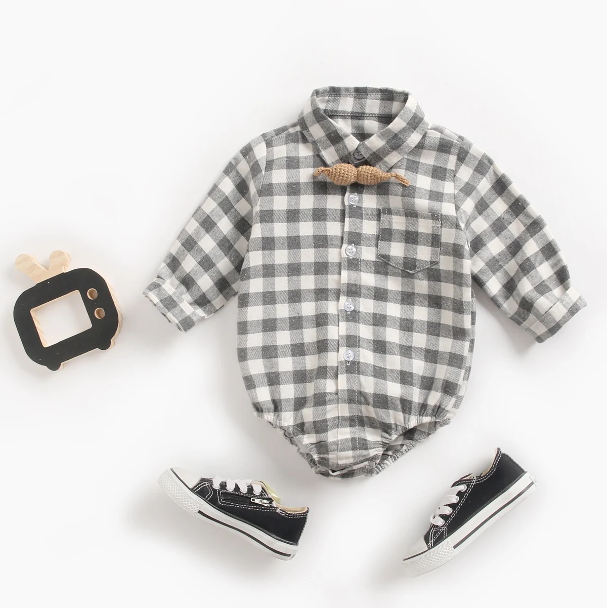 Sanlutoz Plaid Cotton Baby Boys Bodysuits Long Sleeve Baby Clothes Fashion Newborn Bodysuit for Boy